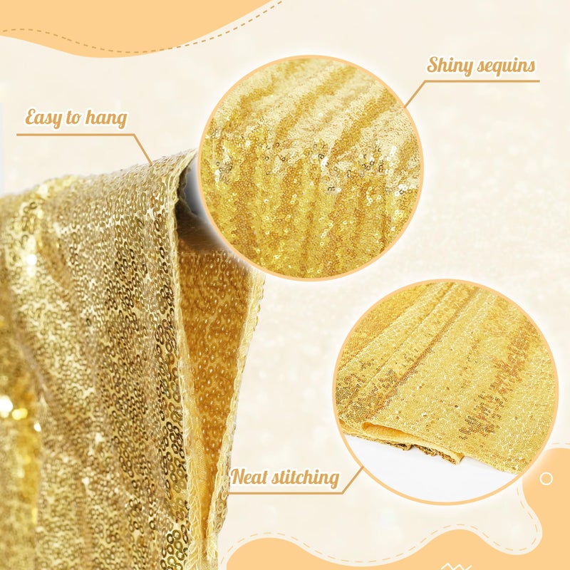 PartyDelight Gold Sequin Backdrop 20x10ft - High Density 3mm Shimmer Sequin Background with 4-Inch Rod Pocket, Sparkly Photography Curtain for Large Wedding, Gala, Stage & Grand Event Decor - Image 3